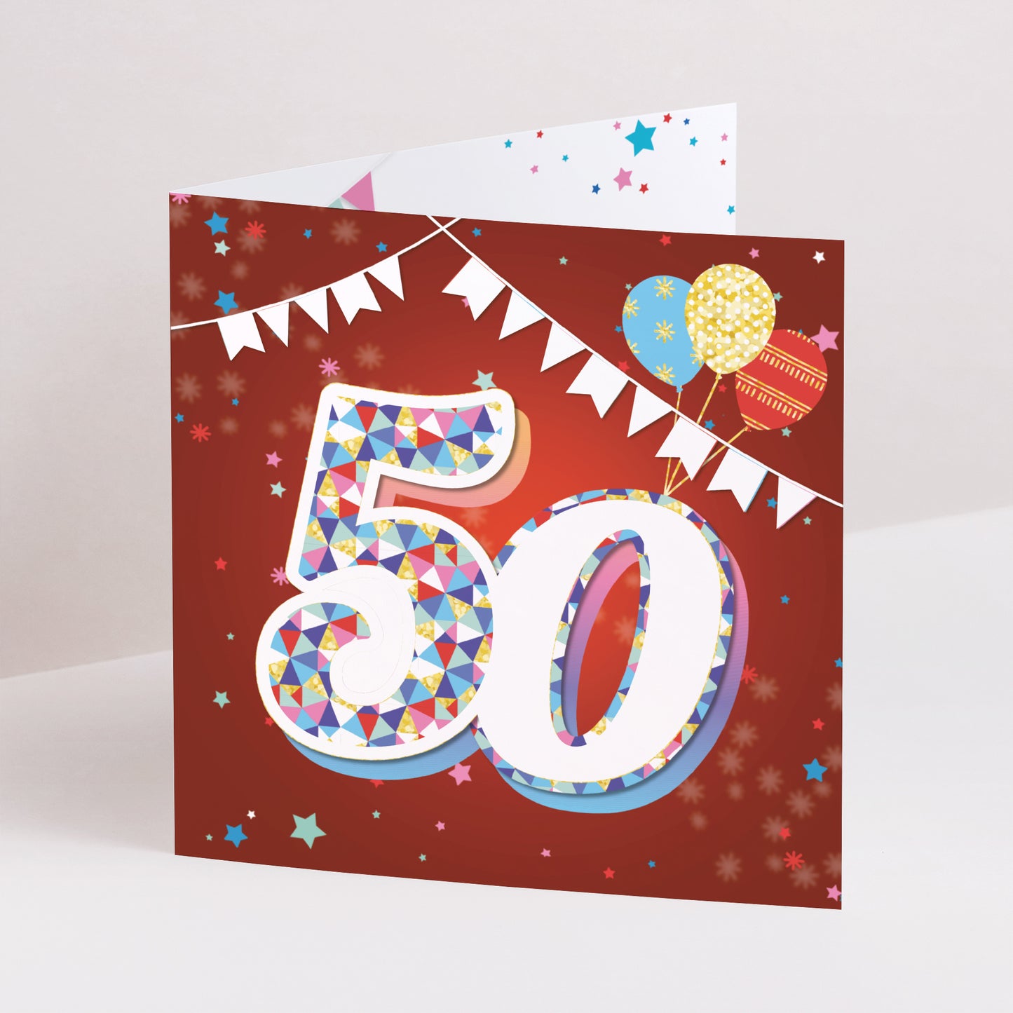Einladungskarte Geburtstag Doppelflügiges Quadrat 50 Jahre, Zirkus, Lack foto N° 1