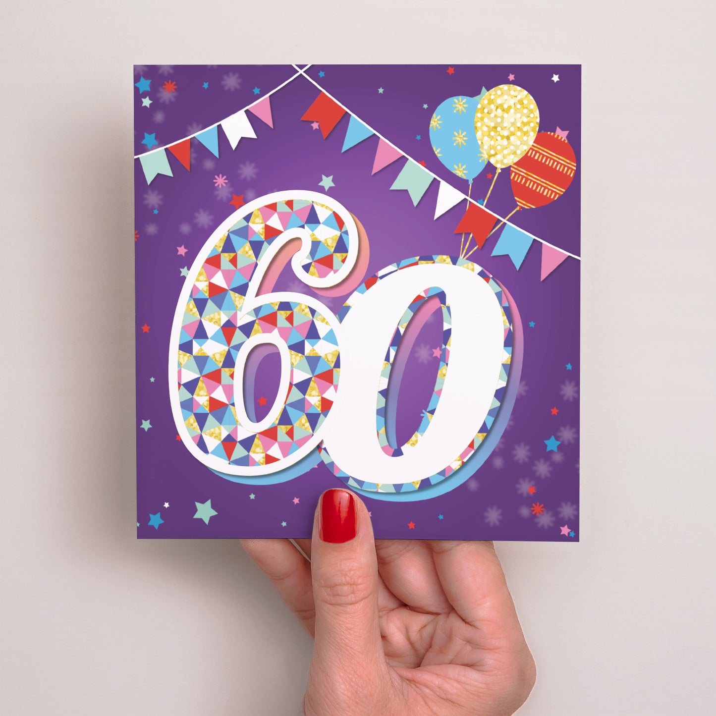 Einladungskarte Geburtstag Quadrat 60 Jahre, Zirkus, Lack foto N° 2