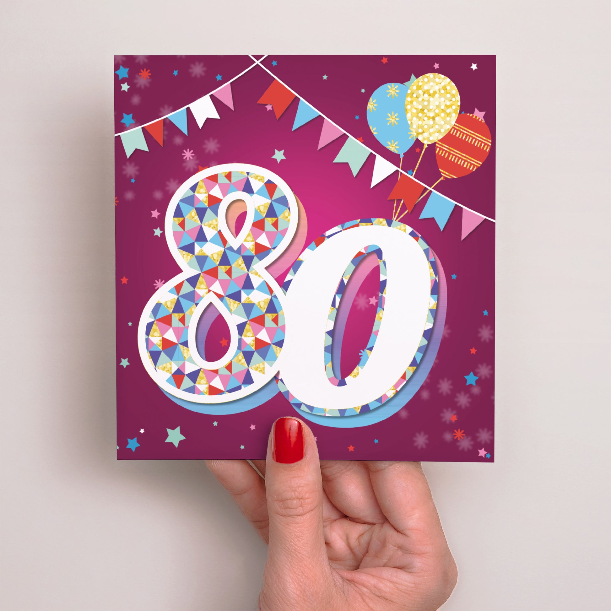 Einladungskarte Geburtstag Quadrat 80 Jahre, Zirkus, Lack foto N° 2