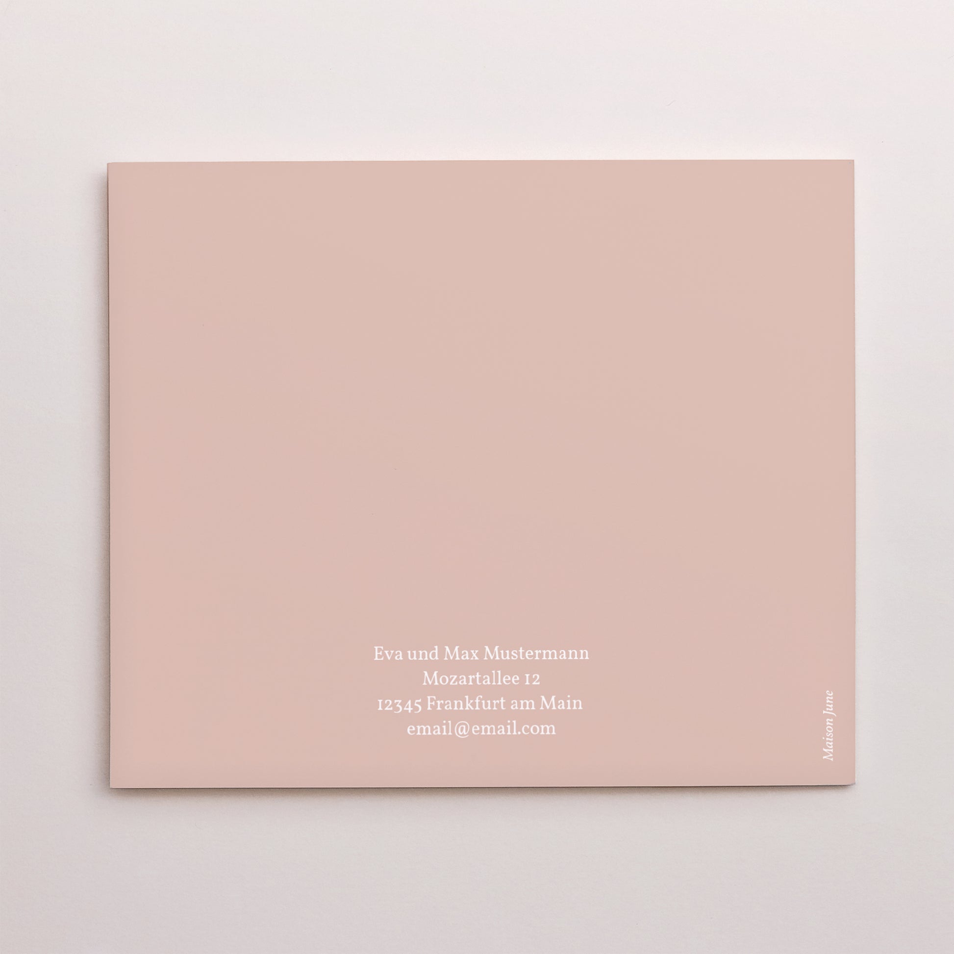 Einladungskarte Kommunion Asymmetrische Zweiflügeltür Rosa Vogel und Weinrebe foto N° 3