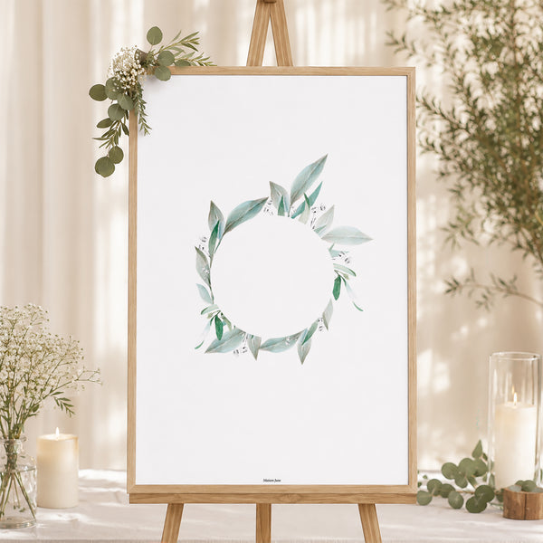 Begrüßungstafel Taufe Porträt 60 x 90 cm Blumenkranz II foto