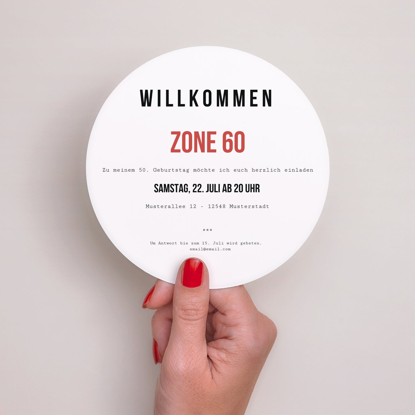 Einladungskarte Geburtstag Rund Zone 60 foto N° 3