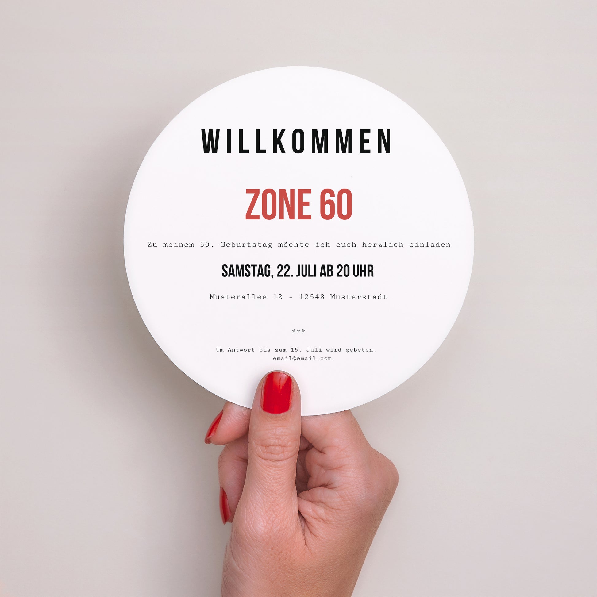 Einladungskarte Geburtstag Rund Zone 60 foto N° 3
