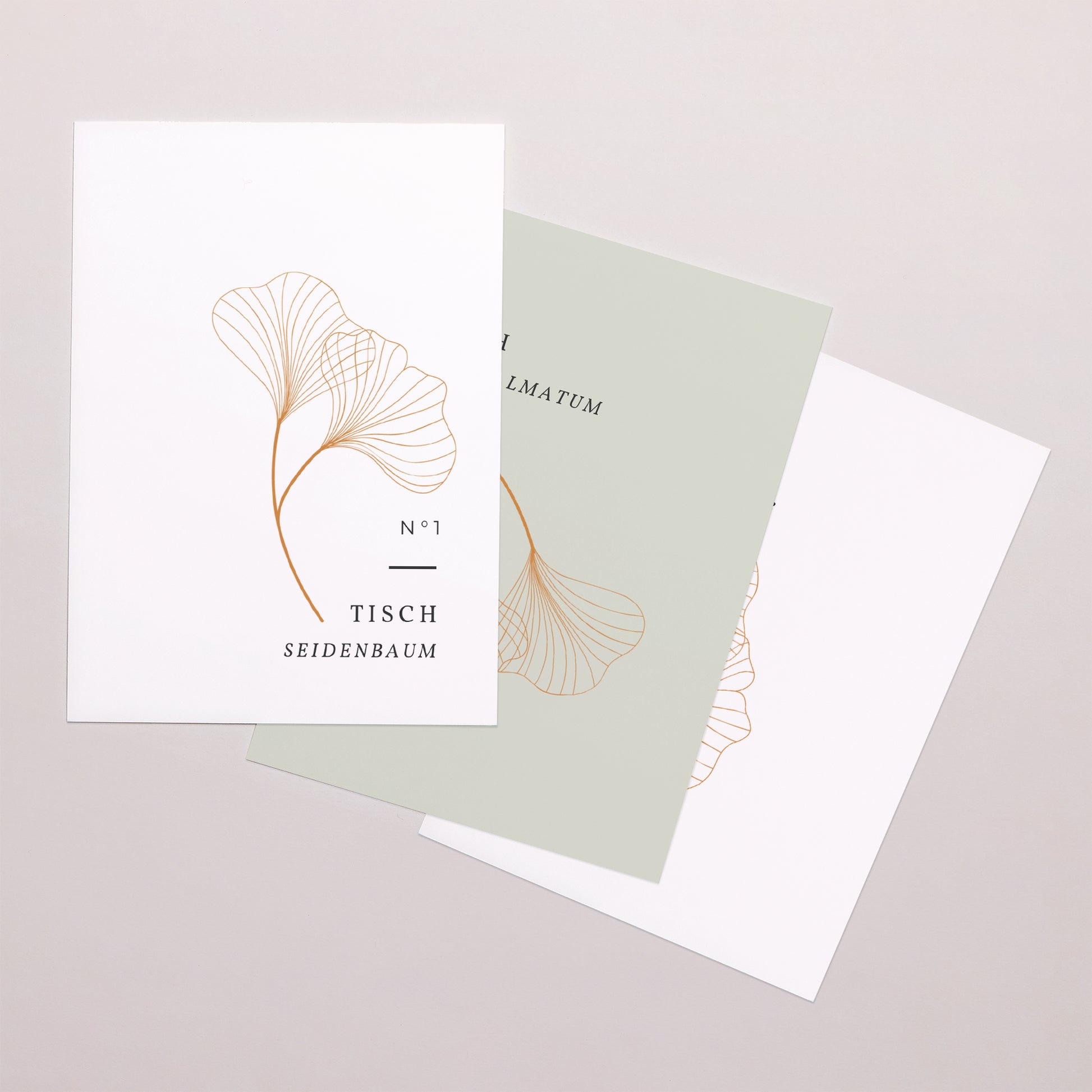 Tischnummern Hochzeit Rechteck Ginkgo Biloba, Goldene Blätter foto N° 1