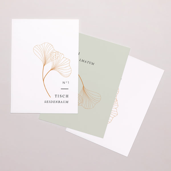 Tischnummern Hochzeit Rechteck Ginkgo Biloba, Goldene Blätter foto