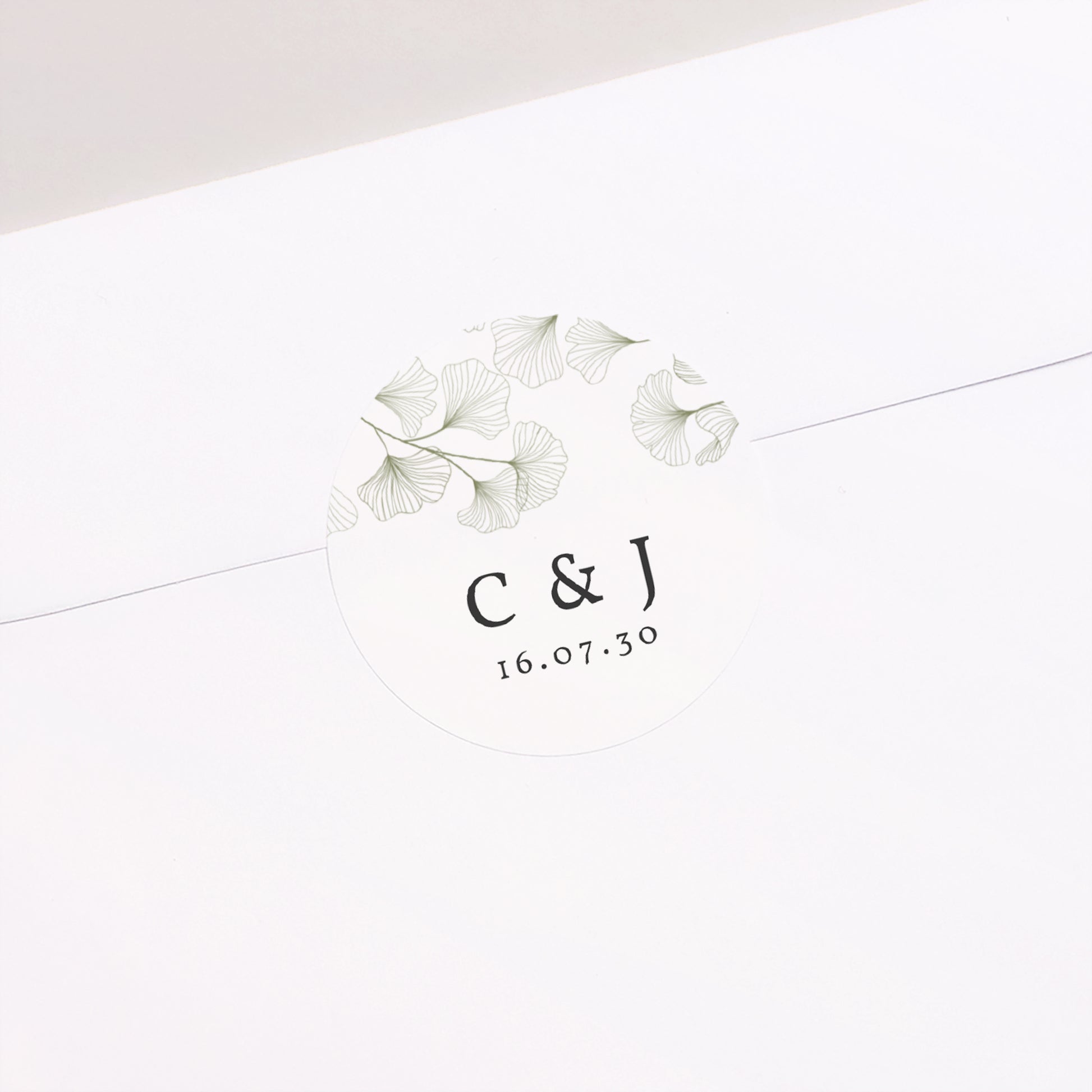 Sticker Hochzeit Rund Ginkgo Biloba, Goldene Blätter foto N° 2