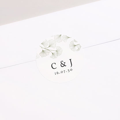 Sticker Hochzeit Rund Ginkgo Biloba, Goldene Blätter foto N° 2