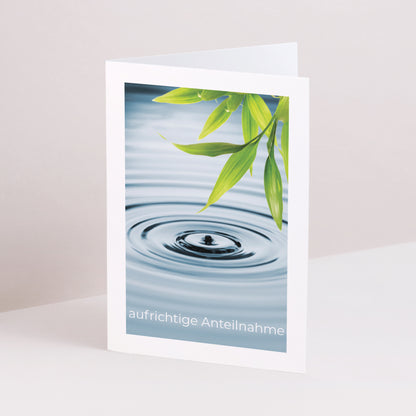 Kondolenzkarte Trauer Doppelter Porträtflügel Zen-Meditation, Bambus und Wasser foto N° 1