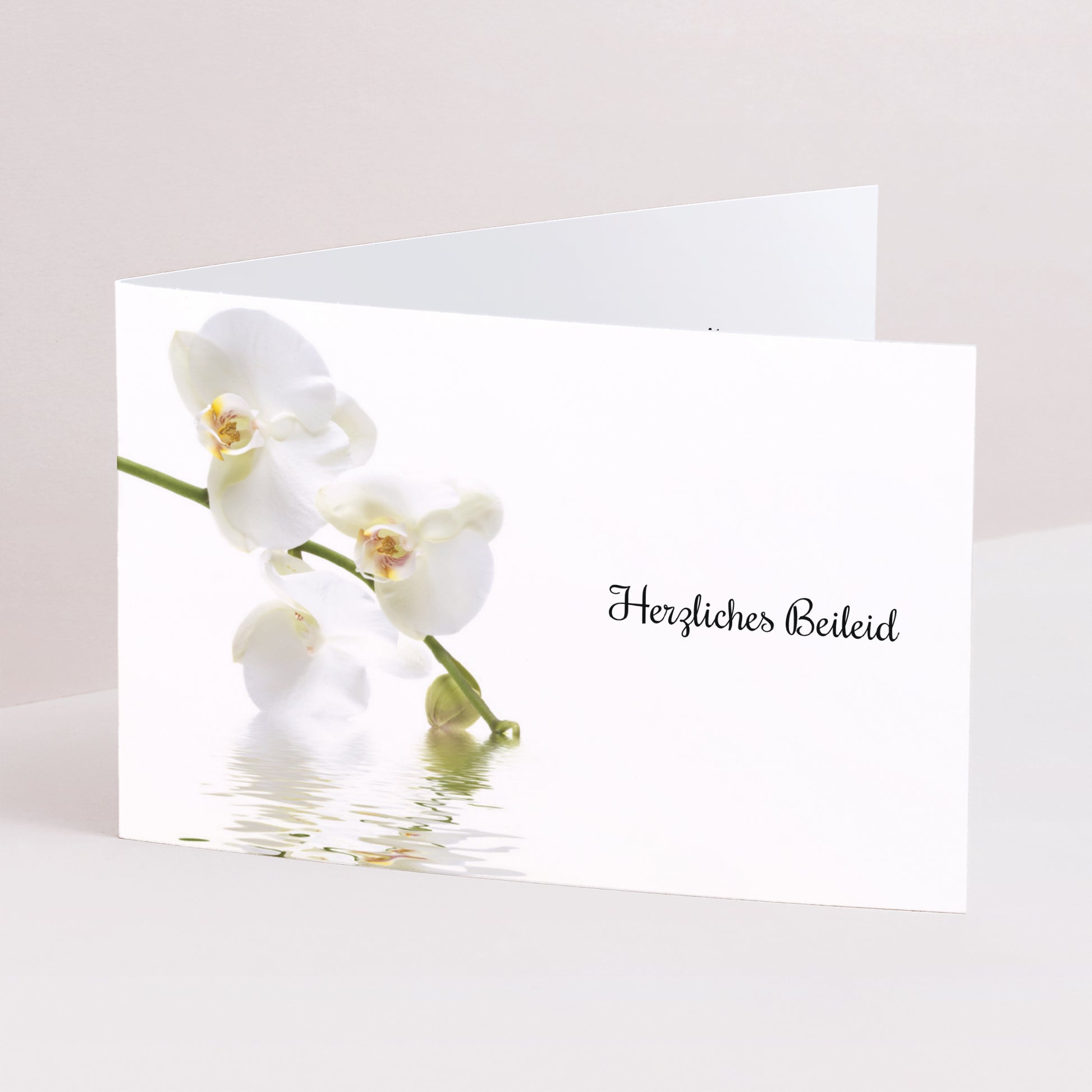 Kondolenzkarte Trauer Doppelflügel-Landschaft Orchideen, Rührende Reinheit foto N° 1