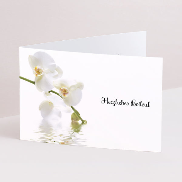 Kondolenzkarte Trauer Doppelflügel-Landschaft Orchideen, Rührende Reinheit foto
