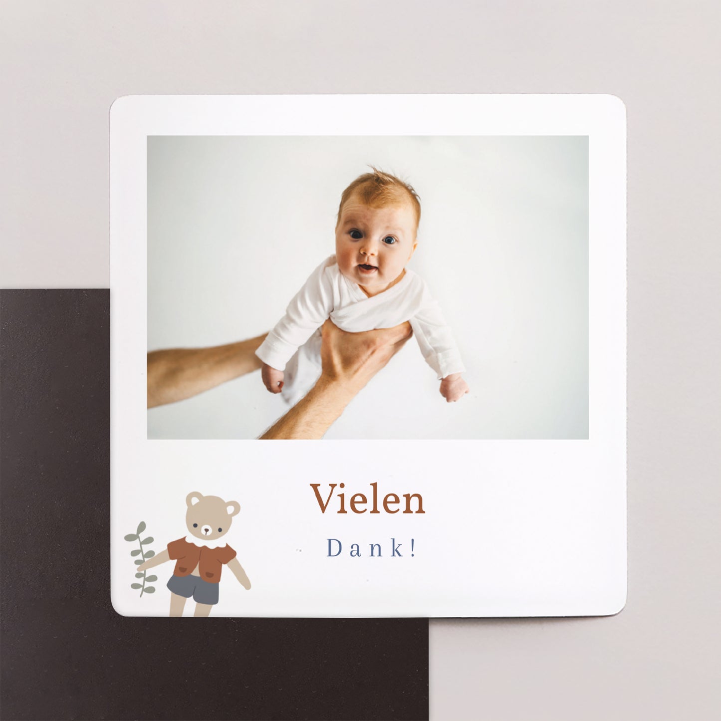 Dankeskarte Taufe Satz von 9, magnetisch. Kleiner Bär Glücksbringer foto N° 1