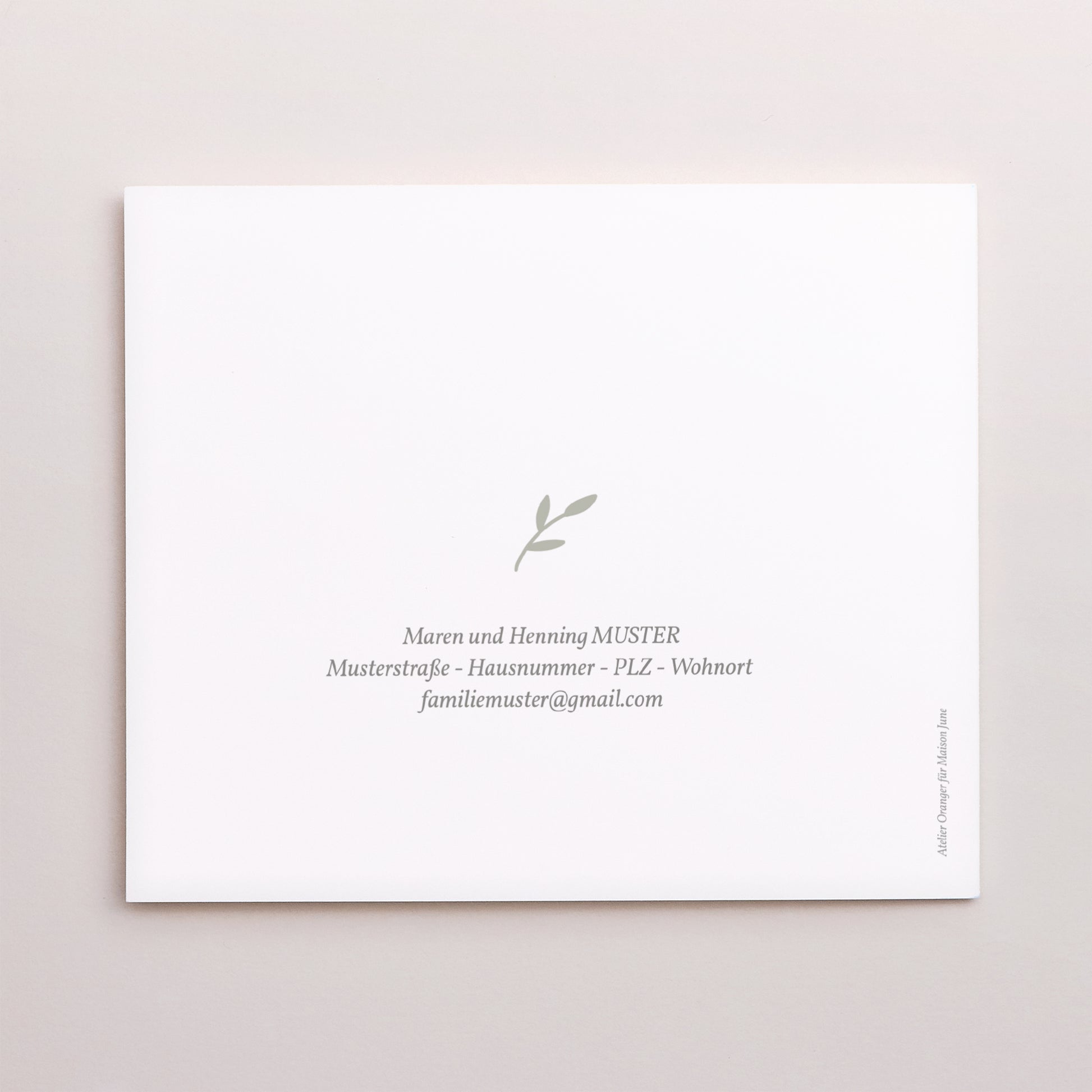 Dankeskarte Geburt Asymmetrische Zweiflügeltür Brin de bonheur, rose tendresse foto N° 3