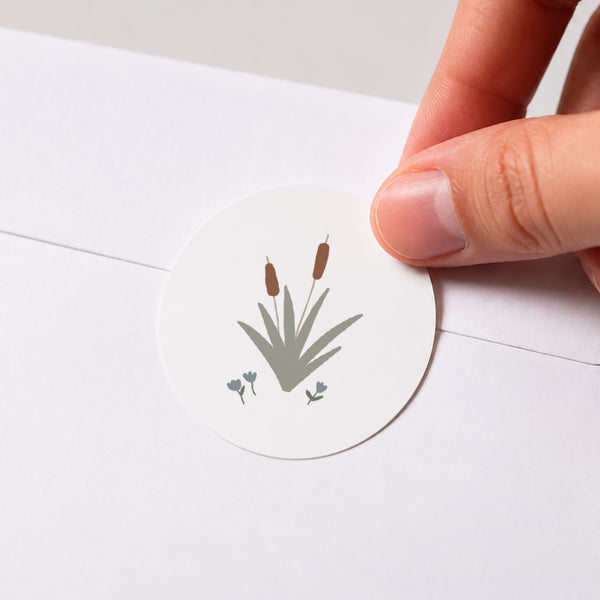 Sticker Taufe Rund Schwan und kleiner Junge foto