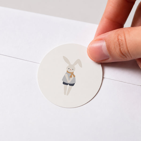 Sticker Geburt Rund Pause Kuscheltier Junge, Kaninchen foto