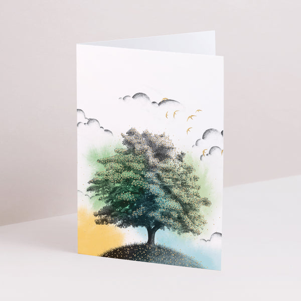 Trauerkarte Doppelter Porträtflügel Baum des Lebens foto