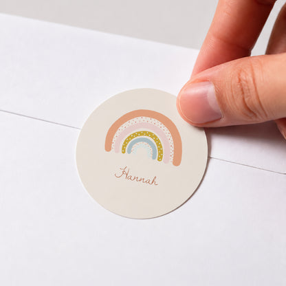Sticker Geburt Rund Regenbogen Orangenbaum foto N° 1