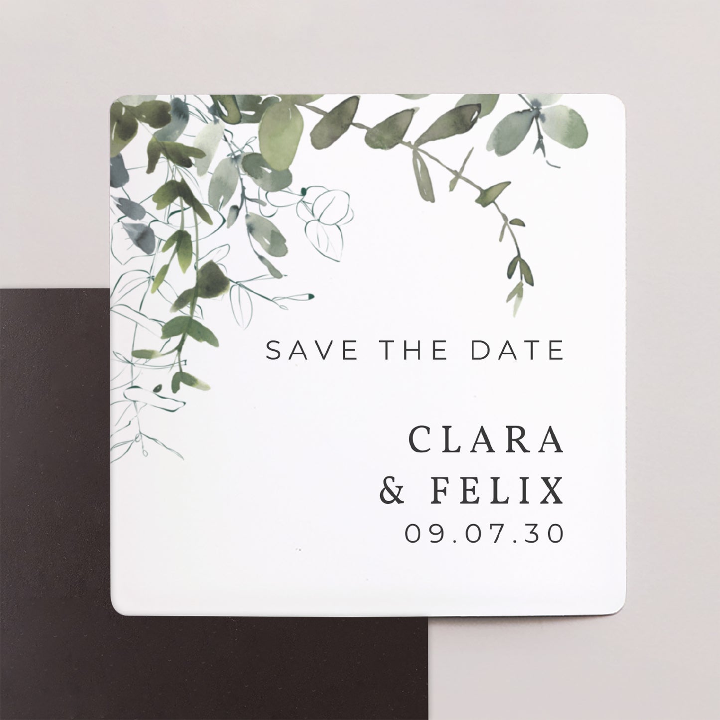 Save the date Karte Hochzeit Satz von 9, magnetisch. Blumig und Eukalyptus foto N° 1