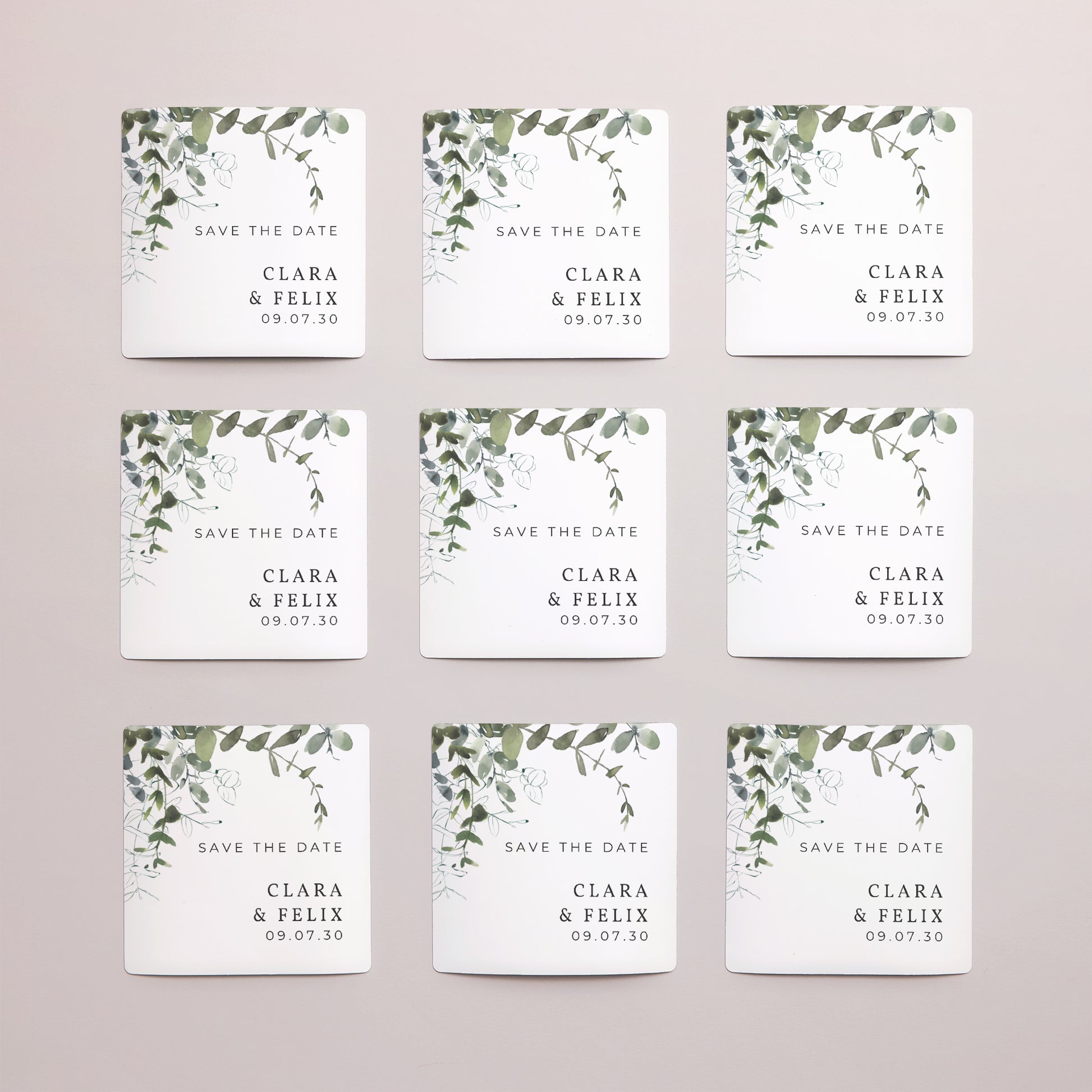 Save the date Karte Hochzeit Satz von 9, magnetisch. Blumig und Eukalyptus foto N° 3