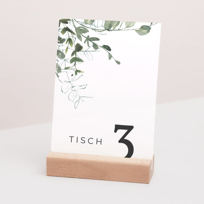 Tischnummern Hochzeit Rechteck Blumig und Eukalyptus foto N° 3