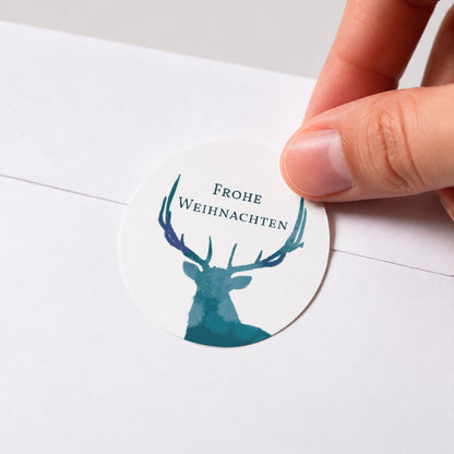 Sticker Weihnachten Rund Weihnachtshirsch, Vergoldung foto N° 1