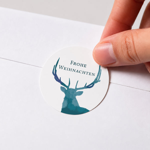 Sticker Weihnachten Rund Weihnachtshirsch, Vergoldung foto