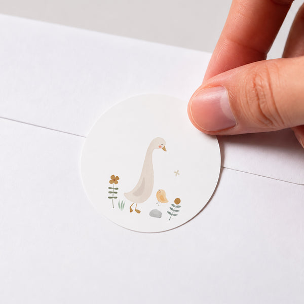 Sticker Geburt Rund Kleine Gans foto