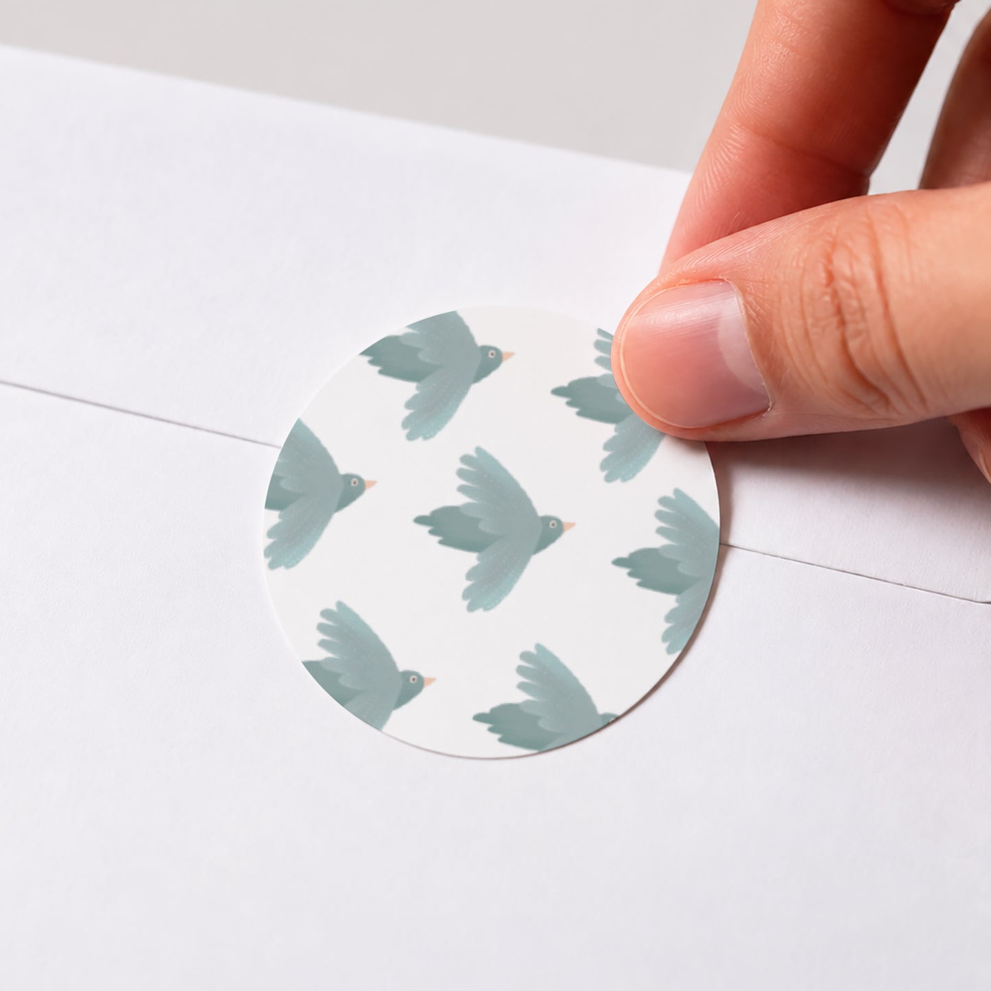 Sticker Taufe Rund Blauer Vogel foto N° 1