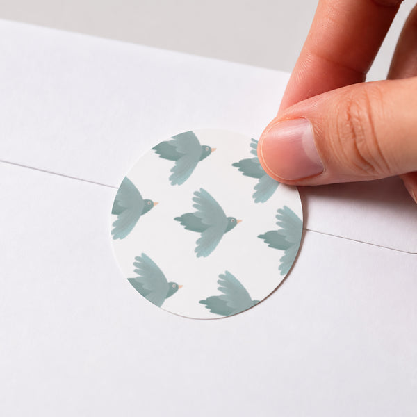 Sticker Taufe Rund Blauer Vogel foto