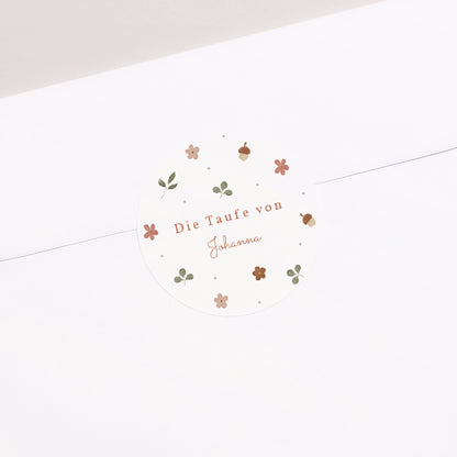 Sticker Taufe Rund Blumenzeremonie foto N° 2