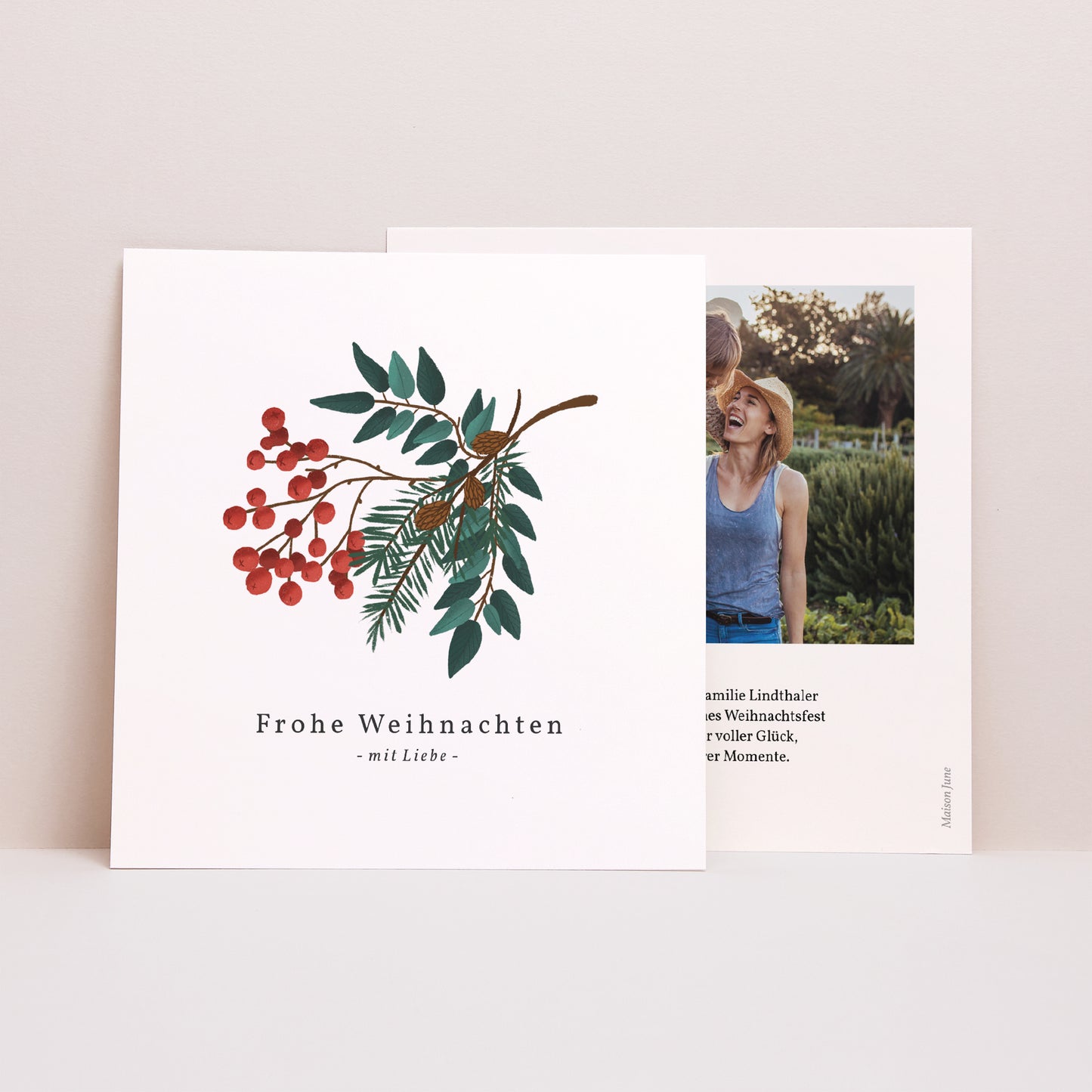 Weihnachtskarte Weihnachten Quadrat Rote Beeren II foto N° 1