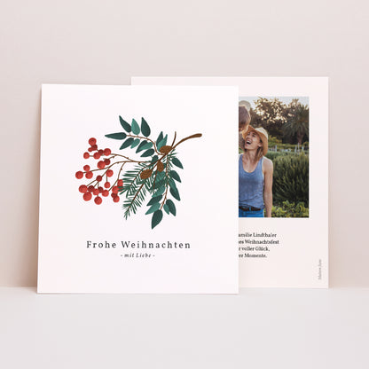 Weihnachtskarte Weihnachten Quadrat Rote Beeren II foto N° 1