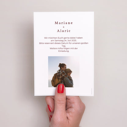 Save the date Karte Hochzeit Porträt Blumiger Akkord, Dahlie & Farnkraut foto N° 3