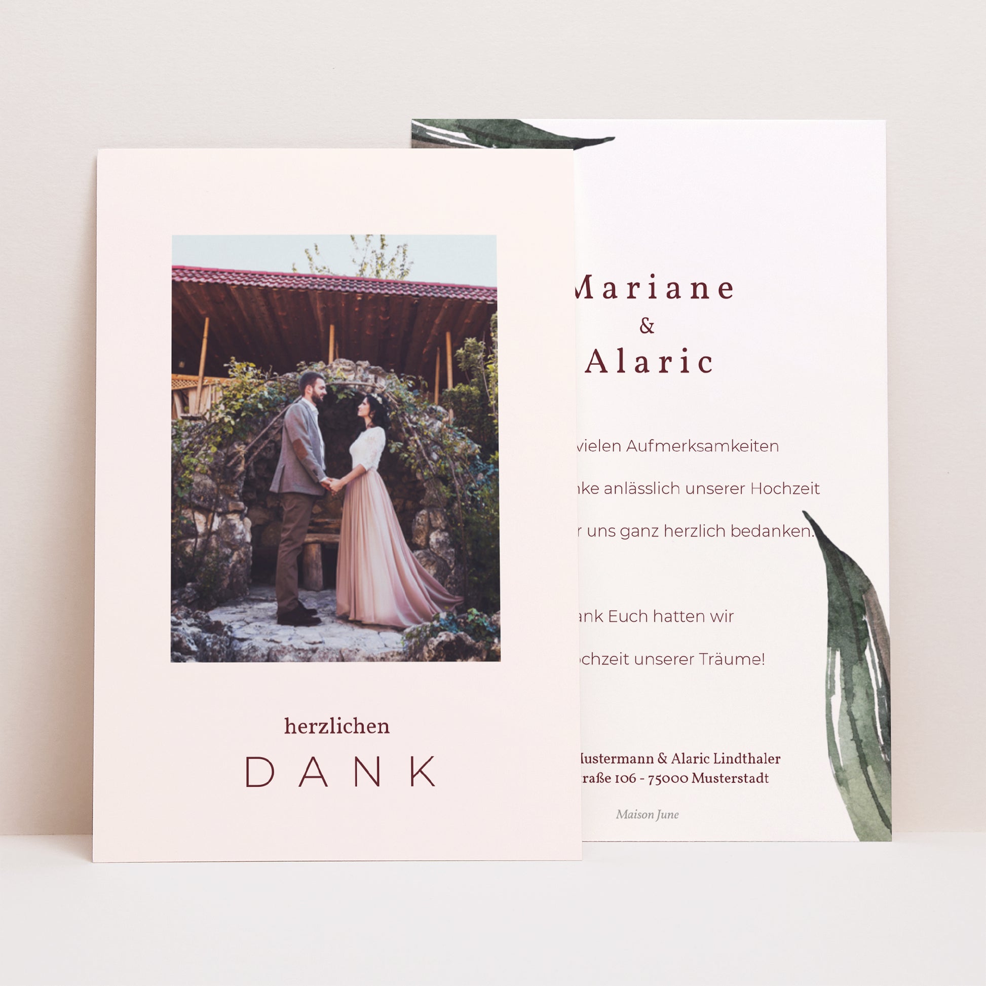 Dankeskarte Hochzeit PortraitPorträt Palma Terracotta foto N° 1