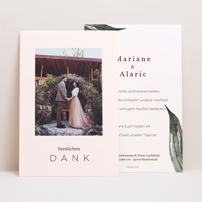 Dankeskarte Hochzeit PortraitPorträt Palma Terracotta foto N° 1