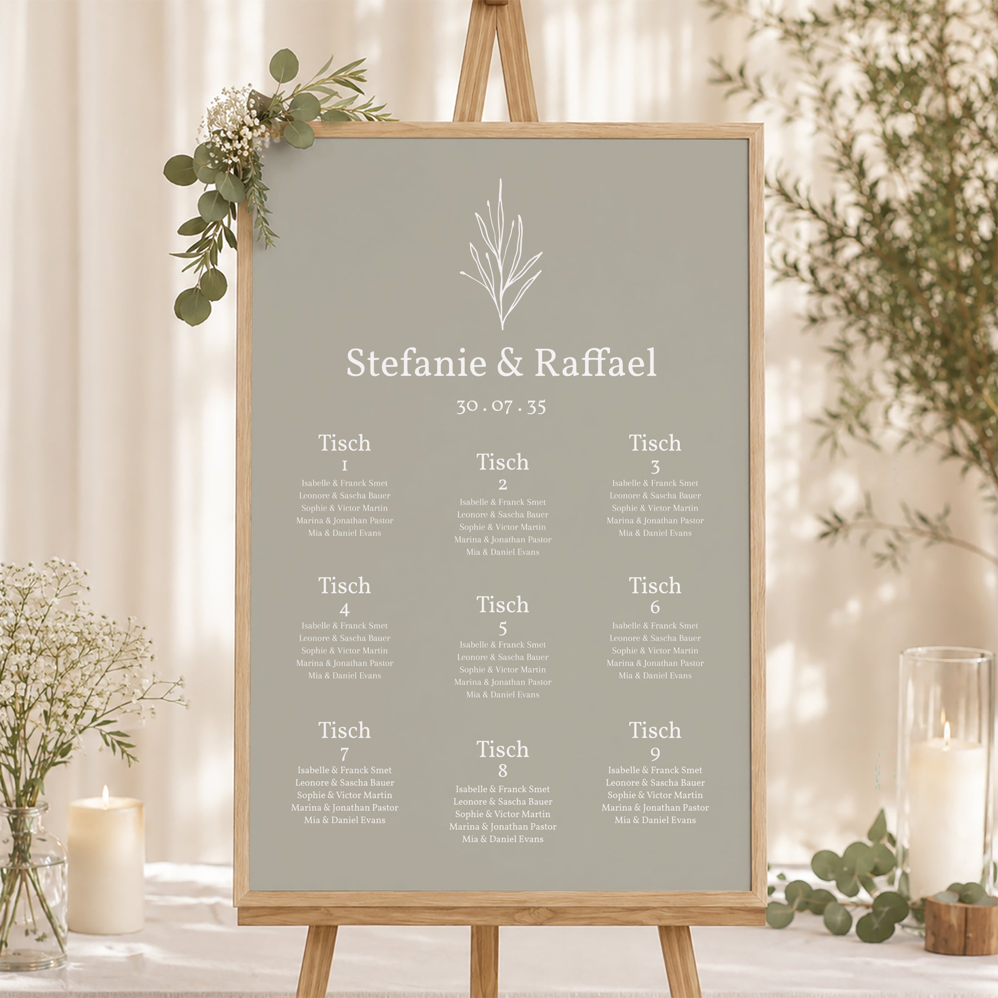 Sitzplan Hochzeit Porträt 60 x 90 cm Deine Pastellfarbe foto N° 1