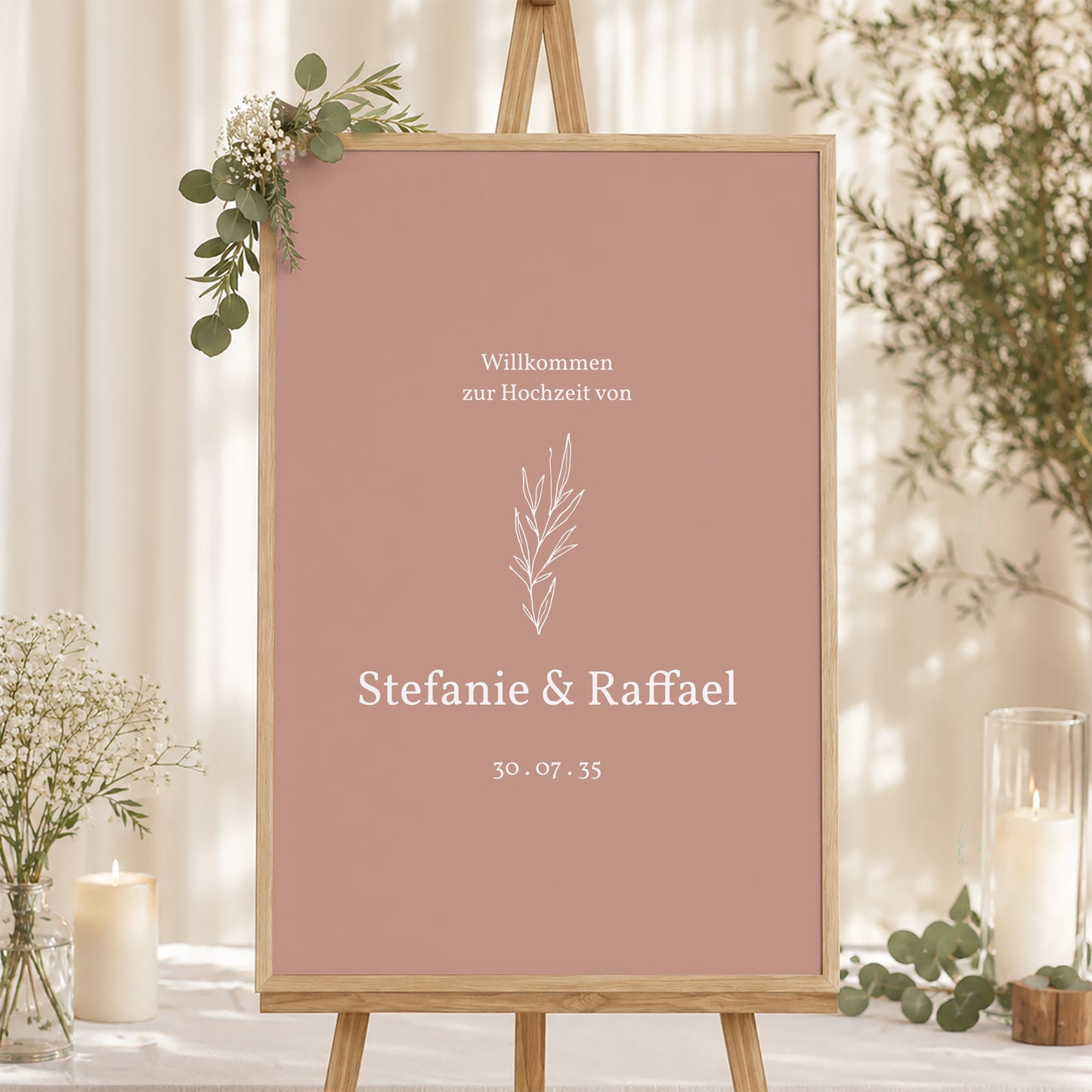 Begrüßungstafel Hochzeit Porträt 60 x 90 cm Deine Pastellfarbe foto N° 1