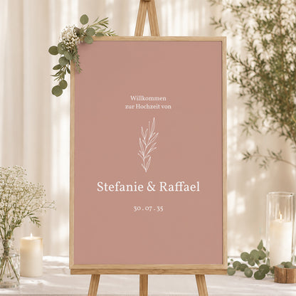Begrüßungstafel Hochzeit Porträt 60 x 90 cm Deine Pastellfarbe foto N° 1