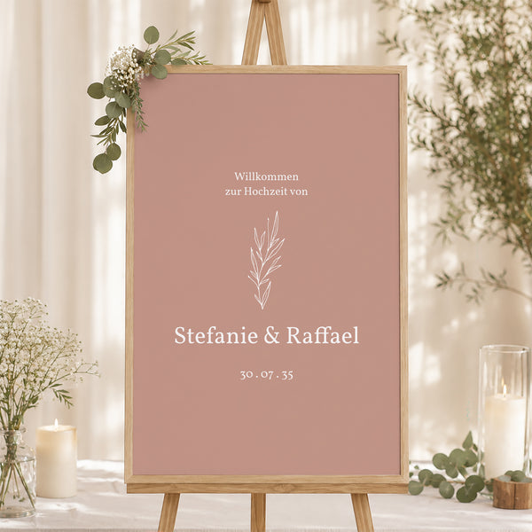 Begrüßungstafel Hochzeit Porträt 60 x 90 cm Deine Pastellfarbe foto