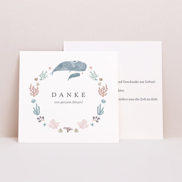 Dankeskarte Geburt Quadrat Tanz des Meeres foto