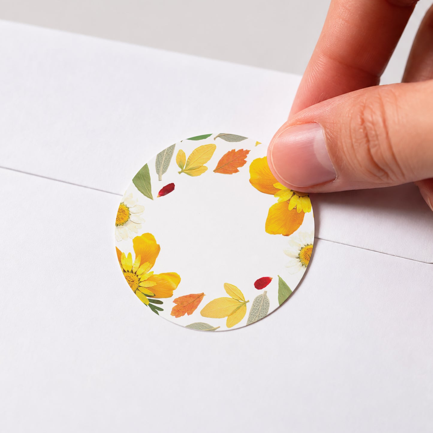 Sticker Geburt Rund Herbarium, Sommerkrone & Etikett foto N° 1