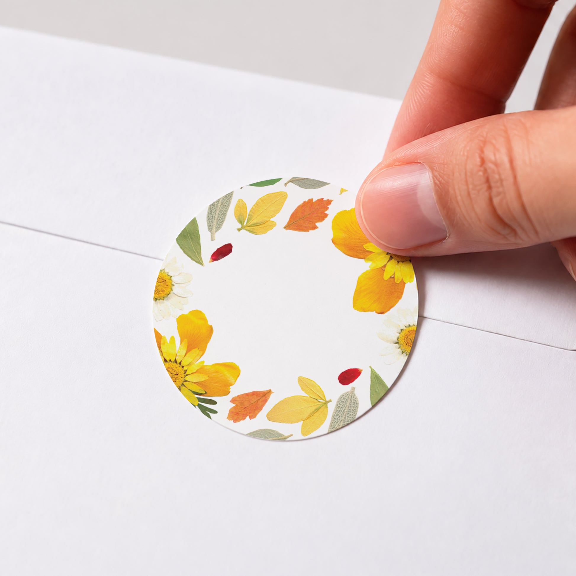 Sticker Geburt Rund Herbarium, Sommerkrone & Etikett foto N° 1