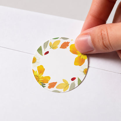 Sticker Geburt Rund Herbarium, Sommerkrone & Etikett foto N° 1