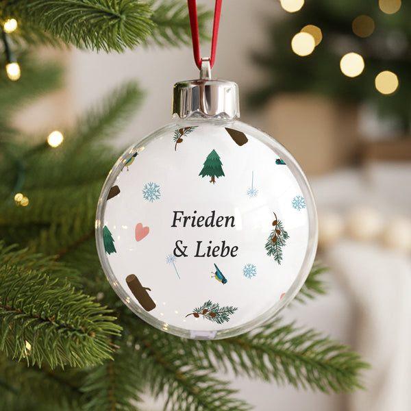 Weihnachtskugel Weihnachten Runde Weihnachtskugel Tannenzweig foto