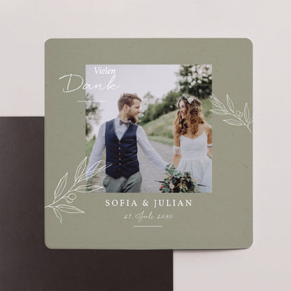 Dankeskarte Hochzeit Satz von 9, magnetisch. Olivier Textur Papier foto N° 1