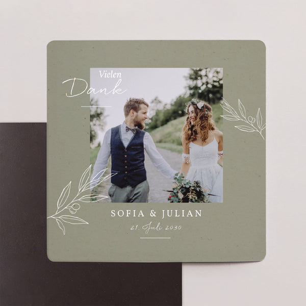Dankeskarte Hochzeit Satz von 9, magnetisch. Olivier Textur Papier foto