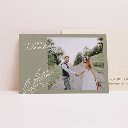 Dankeskarte Hochzeit Landschaft Olivier Textur Papier foto N° 1