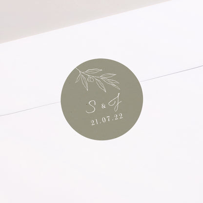 Sticker Hochzeit Rund Olivier Textur Papier foto N° 2