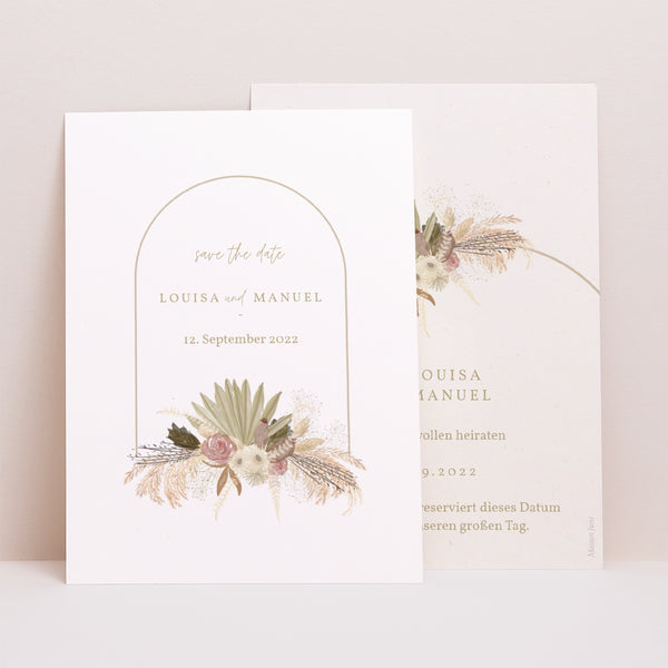 Save the date Karte Hochzeit Porträt Boho-Arche foto