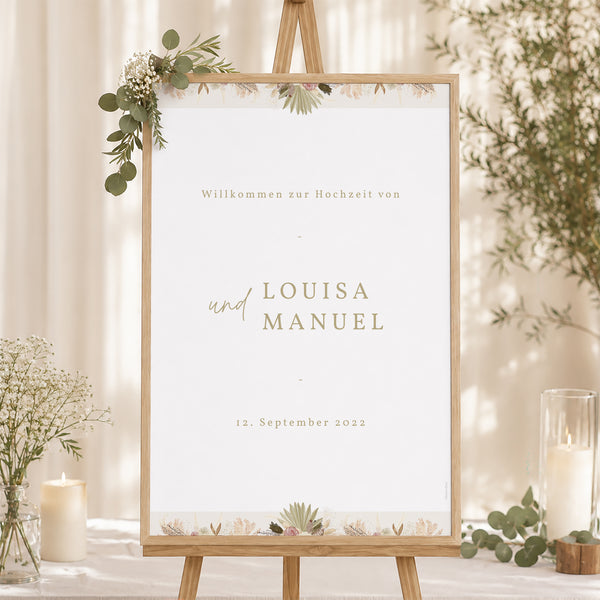 Begrüßungstafel Hochzeit Porträt 60 x 90 cm Boho-Arche foto