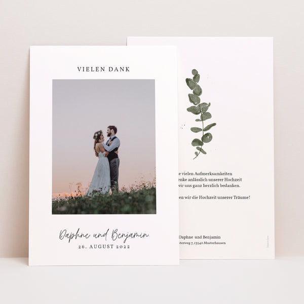 Dankeskarte Hochzeit PortraitPorträt Eukalyptus Aquarell foto